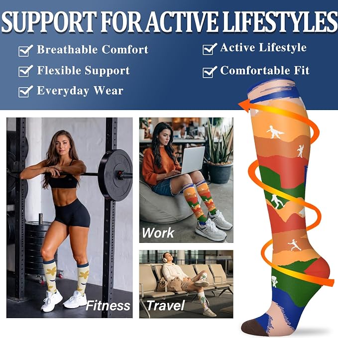 Sooverki Compression Socks for Women and Men Circulation (3/4 Pairs) is Best Support for Running Athletic Cycling Hiking - Image 3