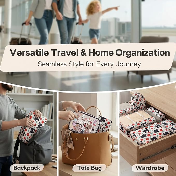 8 Set Packing Cubes for Travel with Clear Toiletry Bag, Durable Luggage Packing Organizers, Carry-On Accessories, TSA Approved See-Through Cubes, Space-Saving Storage Bags, Gifts for Women - Image 7