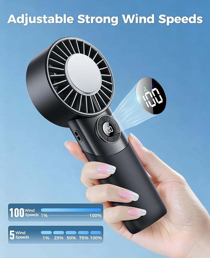 Portable Handheld Fan with Semiconductor Ice Cooling, 5 Seconds Cool Down | 4000mAh Handheld Fan/Table Fan/Neck fan 3 In 1, Rechargeable 10500 RPM Turbo cooling fan for Outdoor,Office,Camping,Travel - Image 7