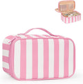 Relavel Travel Makeup Bag, Small Cosmetic Bag with Brush Compartment | Portable Makeup Pouch for Women, Double Layer Makeup Organizer Bag Cute Toiletry Bag, Wide Strip by Relavel