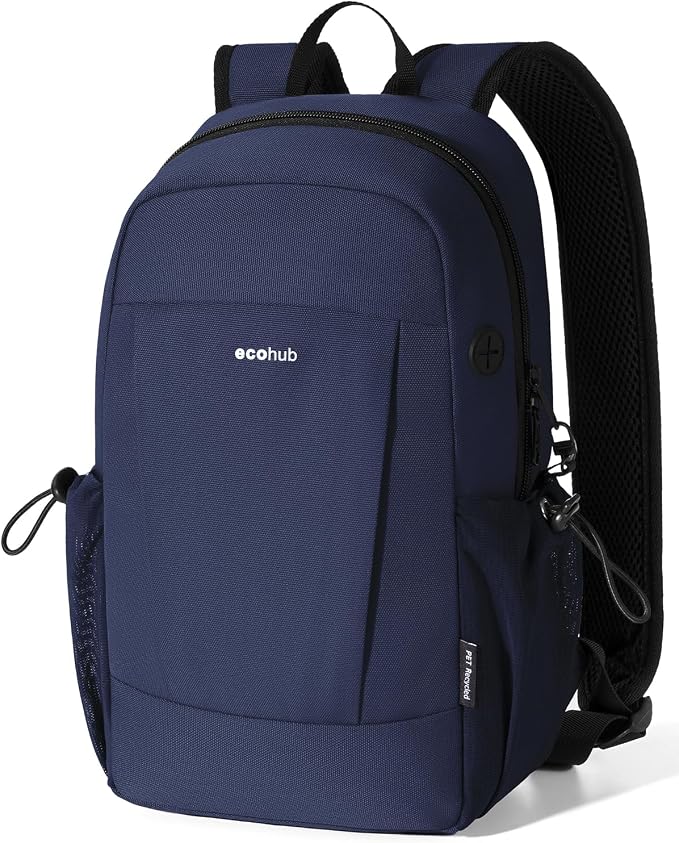 ECOHUB Mini Anti-Theft RFID Backpack for Women and Men, Water-Resistant, Lightweight Travel Daypack with iPad Sleeve, Key Holder, 9 Pockets, Stylish Comfortable, Blue | 10L RFID Blocking Backpack for Men Lightweight&Small Daypack with 9 Pockets,Water R... by ECOHUB
