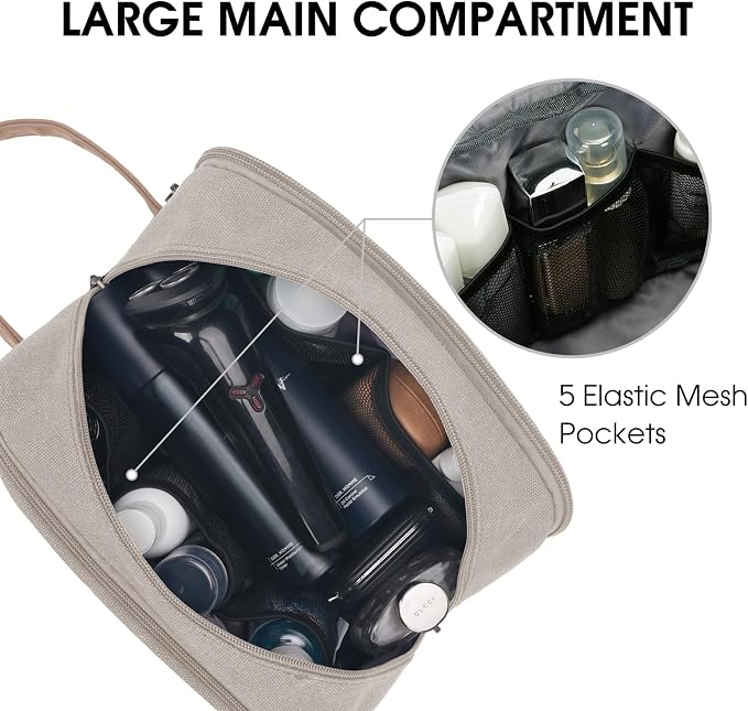 WANDF Travel Toiletry Bag for Men, Canvas Shaving Dopp Kit | Wet Separation, Water-Resistant Fabric, Travel Bag for Toiletries, Shaving Accessories, Weekend Trips - Image 2