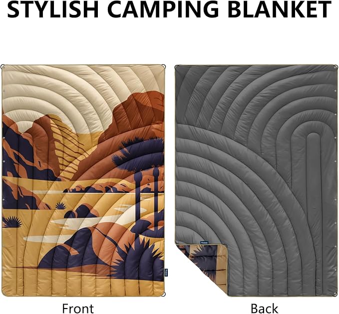 Camping Blanket,Puffy Printed Camp Blankets Lightweight Packable for Outdoor Camping,Traveling, Stadium, Hiking, Picnics - Image 2