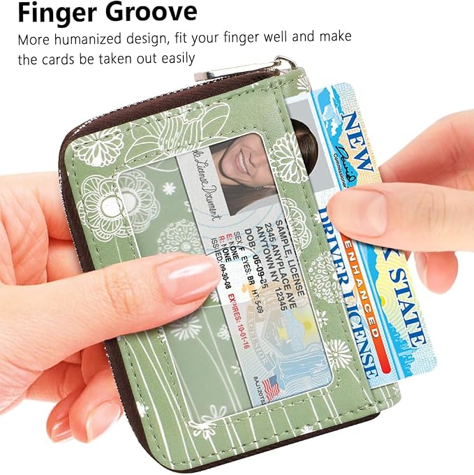 FurArt Zipper Wallet Women RFID Credit Card Holder keychain Wallet | ID Window RFID Blocking Compact Small business 15/16 slots - Image 2