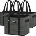 Reusable Grocery Bags - Heavy Duty Reusable Shopping Bags with Hard Bottom & Long Handles, Foldable Large Utility Tote Bag with Box Shape to Stand Up - for Kitchen, Picnic, 3 Pack, Grey by DSDCDJ