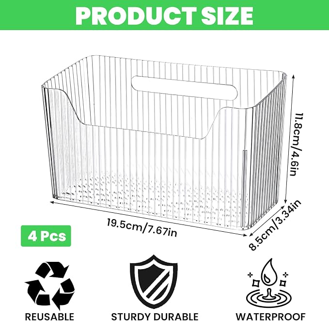 4-Pack Adhesive Cabinet Door Organizer Set, Clear Inside Cabinet Door Storage Bins with Drain Holes for Kitchen Bathroom Pantry Organization, Space-Saving Mountable Caddy - Image 2