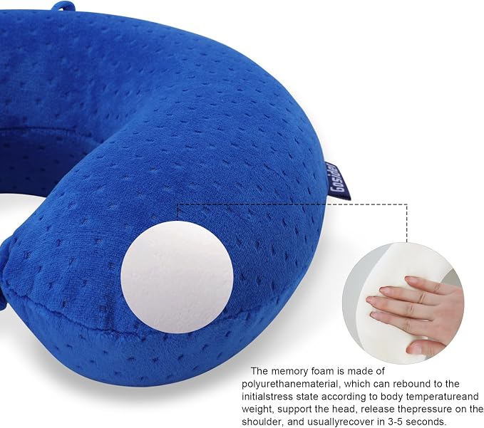 Neck Pillow for Travel Pillow Memory Foam U Shape Comfortable Travel Neck Pillow Head Neck Support Airplane Pillow for Traveling, Car, Home, Office, Travel Neck Flight Pillow - Image 5