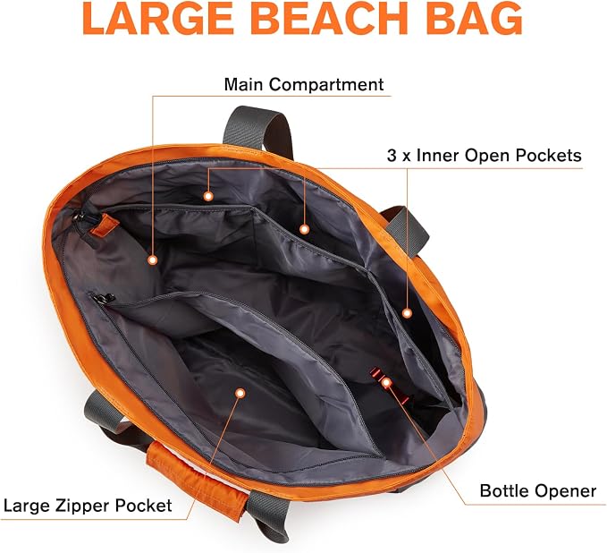 G4Free Beach Bag, Waterproof Sandproof Beach Tote Bag, Large Capacity Foldable for Women - Image 4