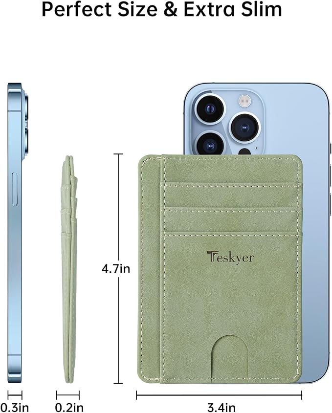 Teskyer Slim Minimalist Wallet for Men, RFID Front Pocket Card Holder | Ultra Slim Front Pocket Design, 8 Card Slots, RFID Protection, Smooth Faux Leather for Everyday Carry - Image 6