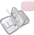 FYY Electronic Organizer, Travel Tech Pouch Bag, Extra Large, Light Pink | Wrist Strap, Waterproof, Double Layers Electronics Travel Case for iPad, Cord, Laptop Charger, Daily and Business Trips Use by FYY