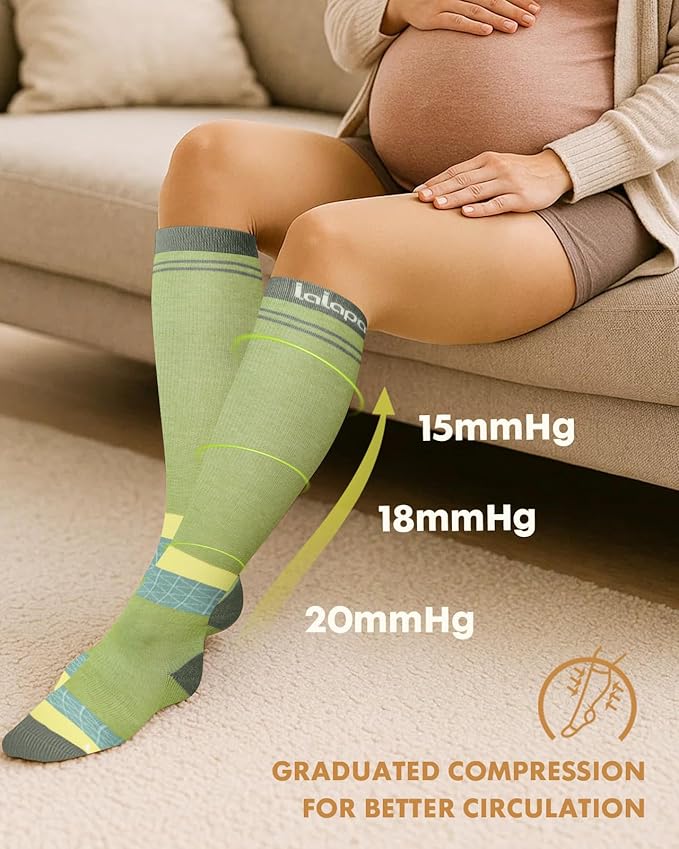 Thick Soft Cotton Compression Socks | 2 Pairs 15-20mmHg Cushioned Soft Breathable Comfortable Knee High Compression Socks for Women Men, Pregnancy Travel Nurse - Image 5