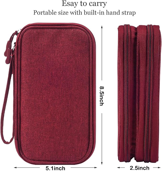 CAAORDKSO Electronic Organizer Travel Case, Cord Organizer Travel Cable Organizer Bag, Tech Pouch Accessories Carry Storage for Travel Essentials, Backpack, Business, Daily Commute (Wine Red,Large) - Image 2