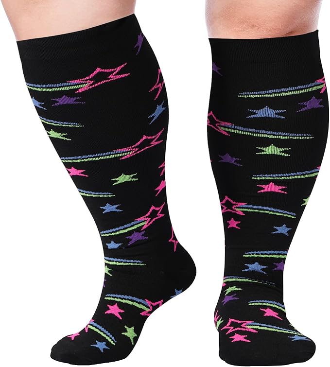 Abodhu Plus Size Compression Socks for Women& Men 15-20mmHg Wide Calf Knee High Socks by Abodhu
