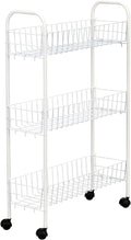 Household Essentials 05121 Slim Line 3-Tier Metal Storage Cart | Laundry Room Rolling Organizer | White by HouseholdEssentials