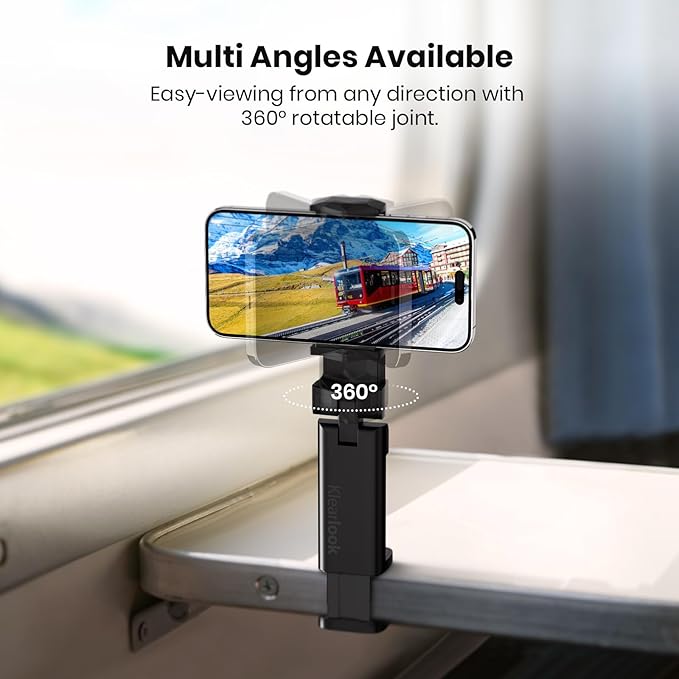 3 Pack Universal Airplane Phone Holder, Klearlook 360 Degree Rotation Travel Essentials Mount for Desk, Handsfree Stand, Flexible Accessories for Flying - Image 3