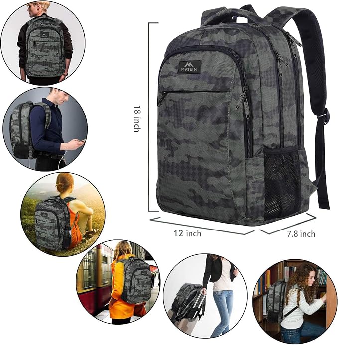 MATEIN Travel Computer Backpack, 15.6 Inch Sturdy College Laptop Bookbag | Lightweight Water Resistant, Anti Theft Back Pocket, Carry On Personal Item Bag, Casual Daypack Gift for Women Men - Image 7