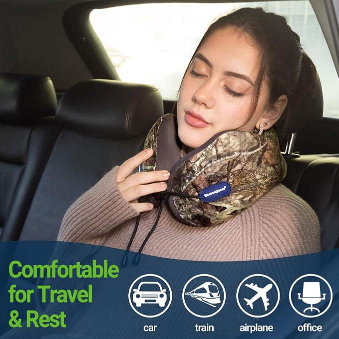 Season Guard Travel Neck Pillow for Airplane Car Flight - Dual-Core Memory Foam Pain Relief Pillows for Sleep - Best Traveling Essential Accessories for Rest - Head Cushion for Women Adult Kids - Image 4