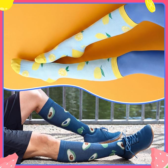6 Pairs Compression Socks for Women Men, Wide Calf | Knee High Compression Socks, Graduated 14.5 - 30.9 mmHg Support, Women Nurses Travel Yoga Running Circulation - Image 7