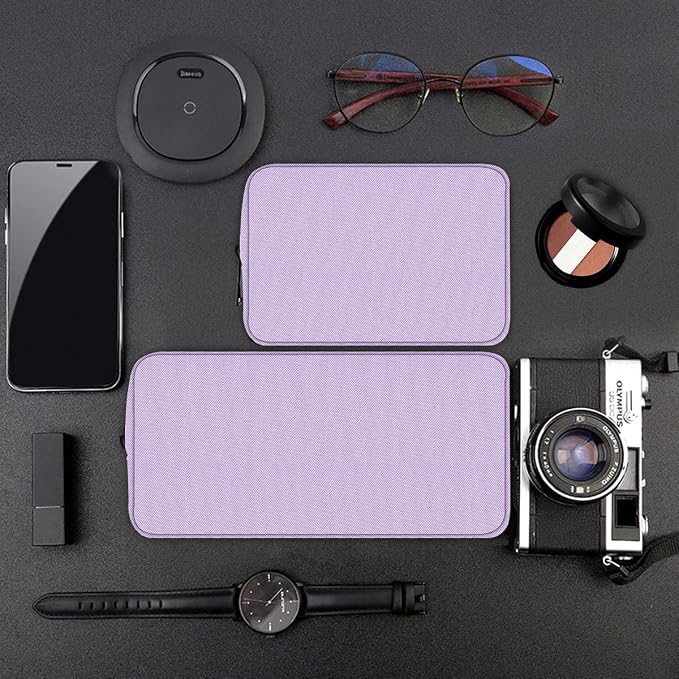 Universal Electronics Accessories Bag Pouch, 2-Pack Portable Soft Carrying Case Bag Wire Cable Organizer for Hard Drive, Power Adapter, Laptop Mouse, Cosmetics Kit, Cell Phone, Small+Big-Purple - Image 6