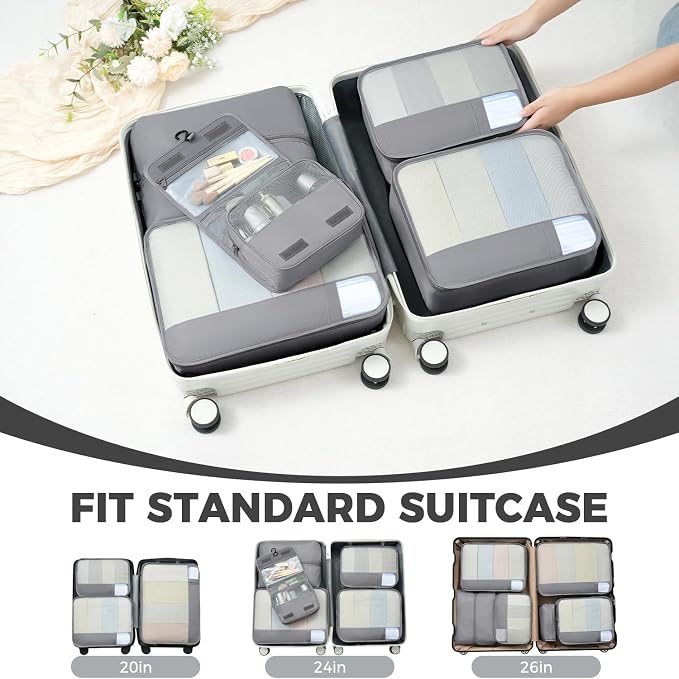 BAGAIL 9 Set Packing Cubes with Packing List Luggage Packing Organizers for Travel Accessories (Pewter Color) - Image 8