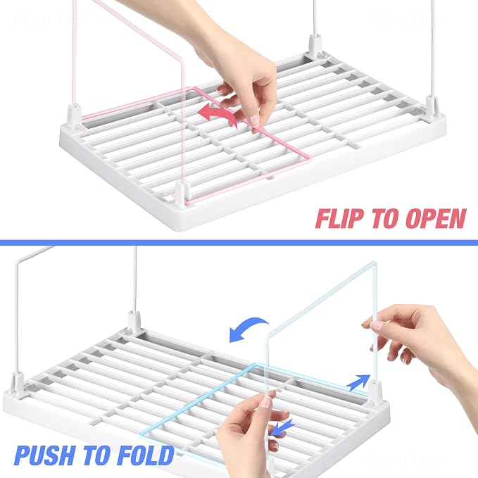 NiHome 4-Pack Stackable Plastic Kitchen Storage Shelf Foldable Rack, White | Stackable Kitchen Cabinet Organizer and Storage Shelves, Expandable Storage Racks for Counter Cabinet Pantry - Image 5