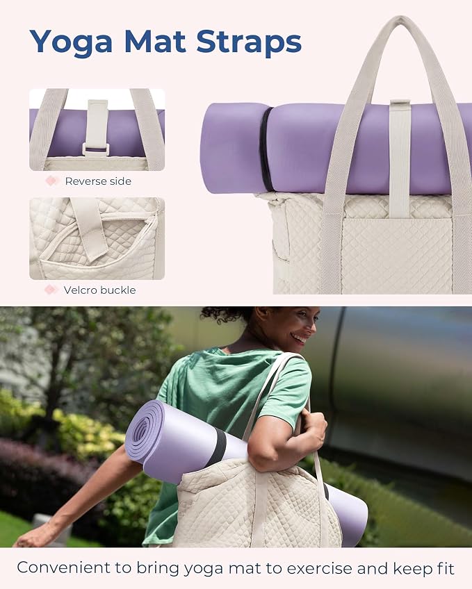 BAGSMART Crush Tote Bag for Women, 20L Puffer Work Tote with Zipper, Travel Essentials Quilted Nurse Hospital Bag - Image 3