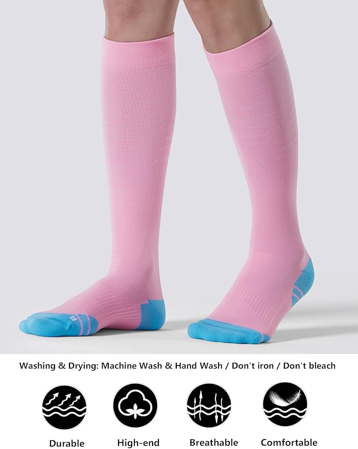 CS CELERSPORT 3/4 Pairs Compression Socks for Men Women Size 6-12 | Knee High Support Socks for Running Nurses Pregnancy Travel Daily Wear - Image 3