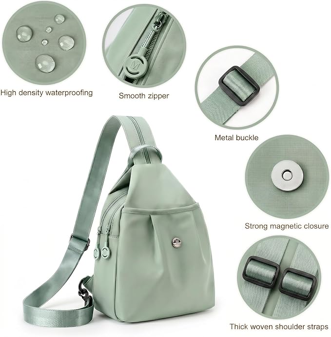 Waterproof 2-Way Mini Commuter Bag, Multi-Compartment Oxford Small Backpack, For，Women,Collegeman, Commuter, Travel with Anti-Theft,Three in One Multifunctional Convertible Design(green) - Image 3