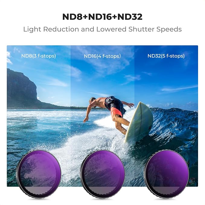 K&F CONCEPT Snap On PL ND Filter Compatible with DJI Osmo Action 4/5 Pro | 4 Pack Push-in Fit CPL ND8 ND16 ND32 Polarizing Neutral Density Filter, HD Optical Glass Multi-Coated, Easy to Install, FD131 - Image 3