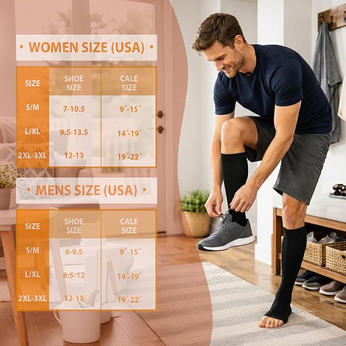 5/6 Pairs Graduated Compression Socks for Women&Men 20-30mmhg Knee High Socks Travel Hiking Running Stocking - Image 6