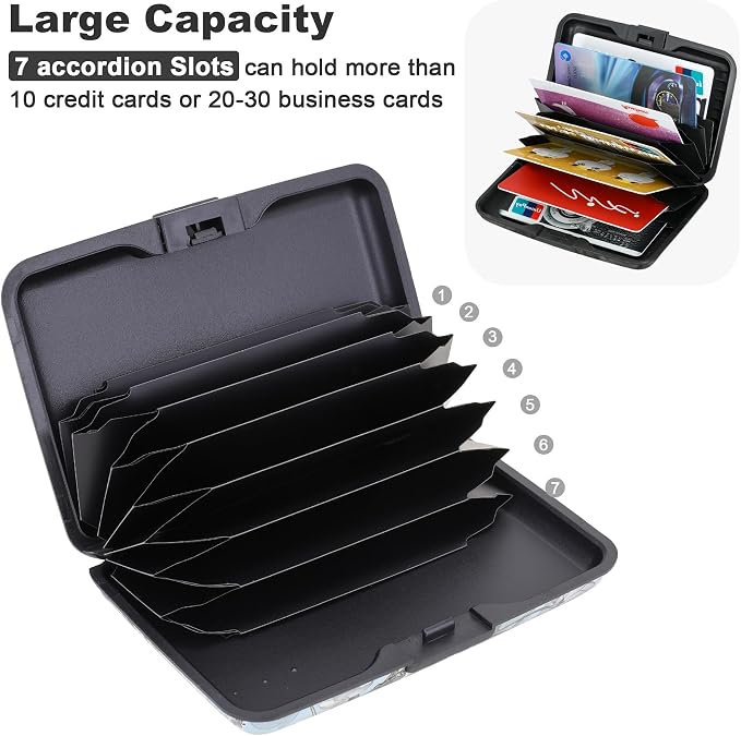 Mini RFID Aluminum Wallet Credit Cards Holder Business Card Case Metal ID Case for Men Women (White Lotus) - Image 5
