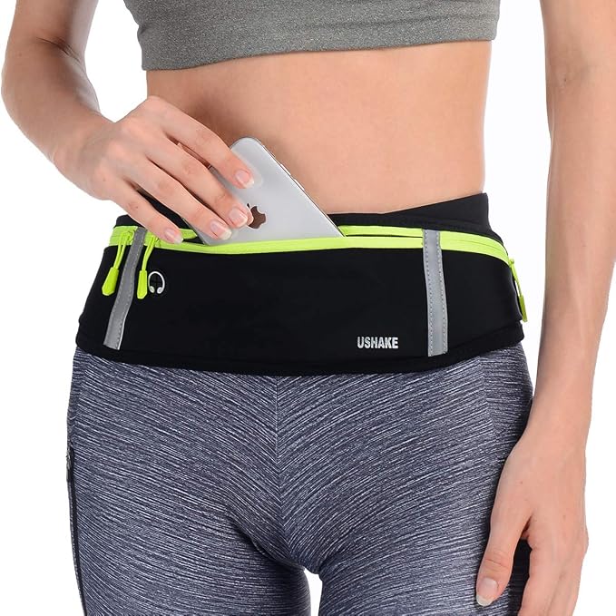 USHAKE Slim Running Belt, Workout Fanny Pack for Men Women,Exercise Waist Pack for Apple iPhone Holder, Runner Belt for Running Walking Cycling Camping Gym by USHAKE