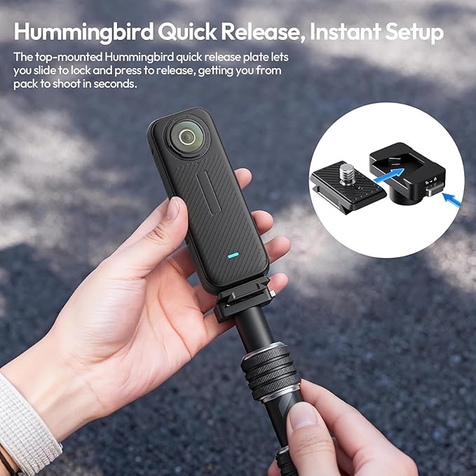ULANZI VL03 40in Invisible Selfie Stick Motorcycle Bike Mount Kit | for Insta360 X5 X4 X3/DJI Osmo 360, 40in Adjustable, Quick-Release, for GoPro DJI Insta360 Action Cameras Clamp Mount - Image 3