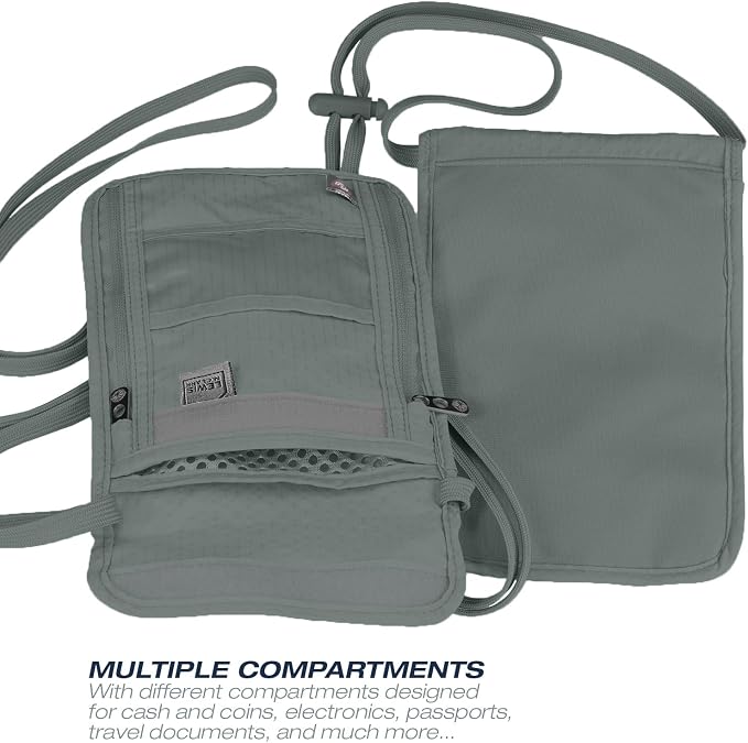 Lewis N. Clark Stash Neck Travel Wallet, RFID Blocking Passport Holder, Protect Personal Information, Slate - Image 5