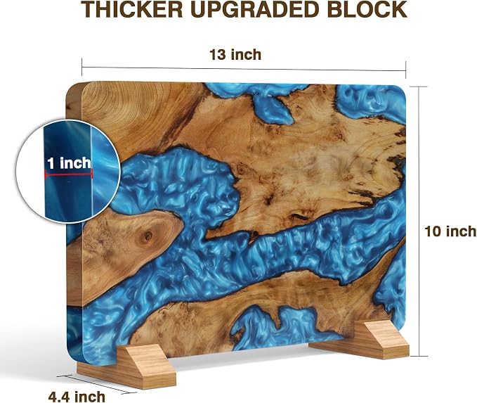HOSHANHO Resin Magnetic Knife Block, Double Sided Magnetic Knife Holder | Multifunctional Kitchen Knife Organizer Storage for Kitchen Counter, Thickened Acacia Wood Universal Knife Block for Chefs - Image 2