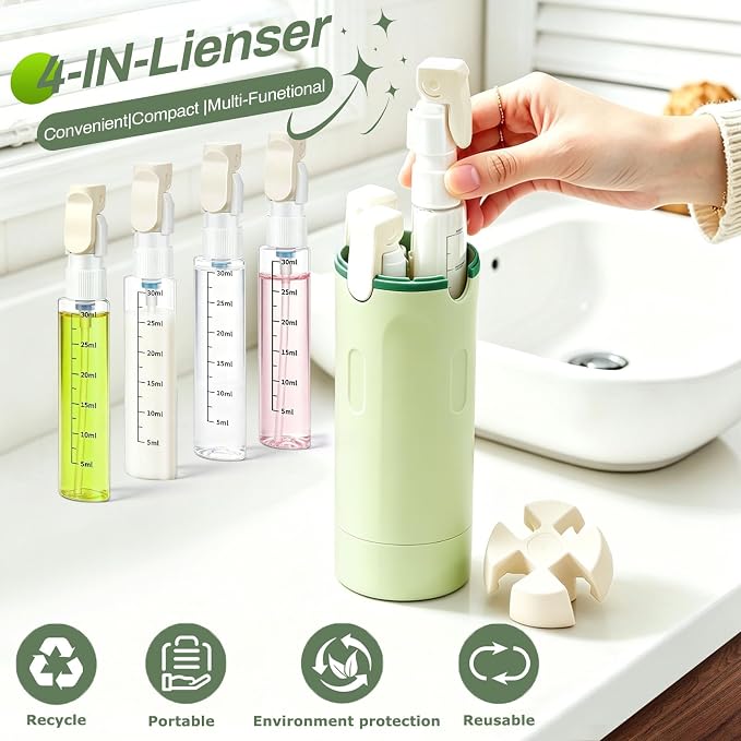 4 in 1 Travel Dispenser Bottle, 4 Pack 30ML Travel Bottles for Toiletries, 4 in 1 Travel Dispenser with Label, Leakproof & TSA Approved Portable Containers for Shampoo Lotion Conditioner Cream - Image 7