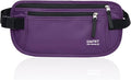 RFID Blocking Money Belt for Men Women, Slim Fanny Pack For Travel，Running,Conceal Waist Wallet For Passport Holder,Phone,Cash(Dark Purple), Dark Purple, Rfid Blocking & Belt Wide:1inch by DAITET