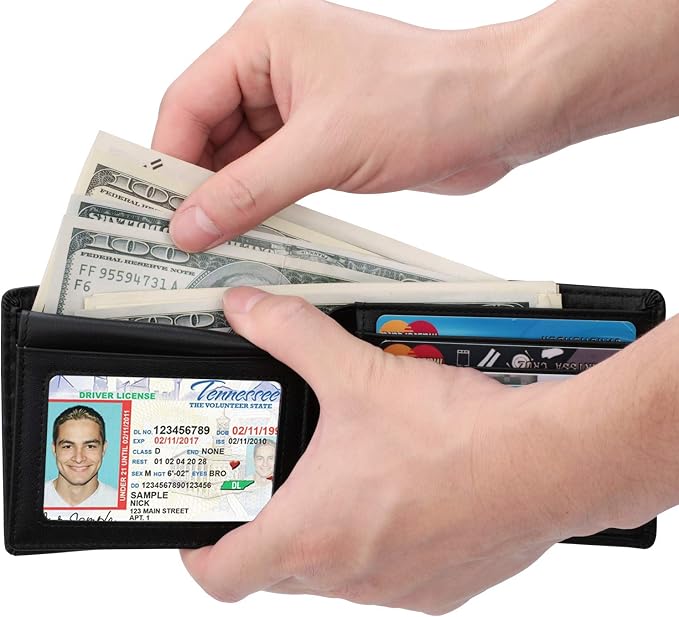 HIMI Wallet for Men-Genuine Leather RFID Blocking Bifold Stylish Wallet With 2 ID Window - Image 6