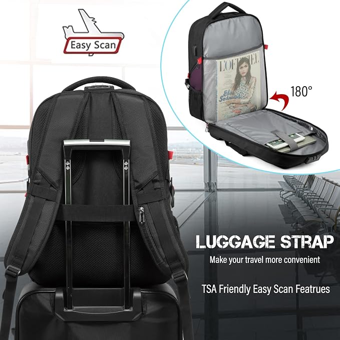 LOVEVOOK Large Laptop Backpack for Men,17.3Inch Heavy Duty Travel Backpack | TSA-Friendly with Anti-Theft,Carry On Flight Approved,College Work Bookbag,Water Resistant Business Backpack for Men Women - Image 6