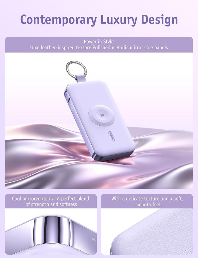 RORRY CharmGo Portable Charger 3 in 1 iPhone Power Bank for Apple 12000mAh | Built-in Retractable Cable Fast Charging Travel Keychain Battery Pack for Apple Watch /iPhone Air/17/16/15/14/13/12 - Image 6