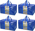BALEINE 4-Pack Oversized Moving Bags with Reinforced Handles, Heavy-Duty Storage Tote Moving Supplies for Packaging, Camping (Blue w/Window, 4-Pack) by BALEINE