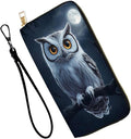 Women's RFID Blocking PU Leather Zip-Around Wallet, Large Capacity Clutch with Phone Holder, Travel Purse & Card Organizer with Removable Wristlet,Owl Moon by Unknown