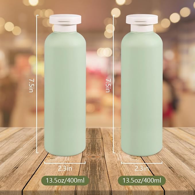 13.5oz Squeeze Bottles with Flip Cap, Refillable Plastic Travel Bottles for Creams, Lotion, Shampoo, Conditioner (2 Pcs) - Image 2