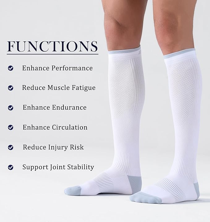 Bevigorio Compression Socks for Women Men 15-20mmHg Circulation Cushion Knee High Support Socks Athletic Daily - Image 5