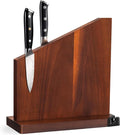 Magnetic Knife Block with Sharpener, Double Sided, Dark Acacia | Multi-Row Magnet, Hold 12 Knives as Damascus & Heavy Cleaver, No Slip, Countertop Kitchen Organizer, No Installation, Gift by Gourmetop