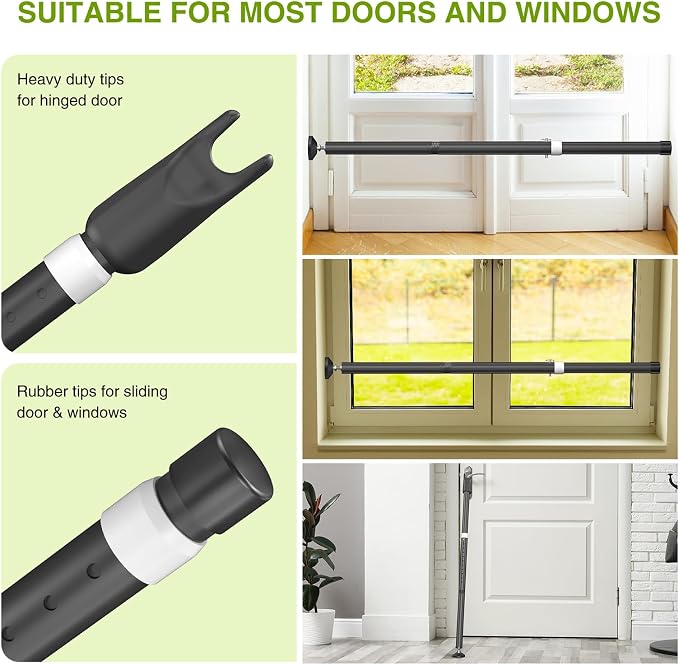 Sliding Glass Door Security Bar, Patio Door Barricade Security Bar, Apartment BarSliding Door Security Bar, Door Jammer, Black, 1 Pack - Image 4