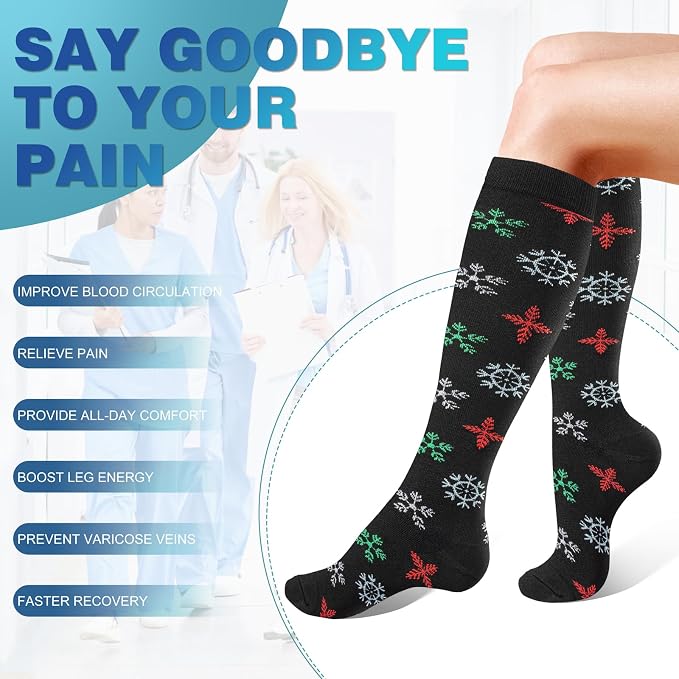 cerpite Compression Socks for Women & Men Circulation 8 Pairs Compression Socks 20-30 mmhg Best for Running,Nurse,Travel - Image 4
