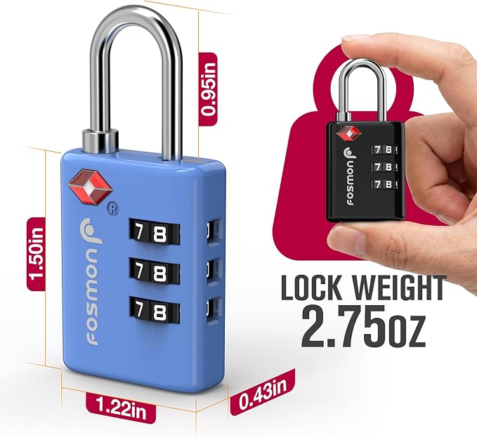 Fosmon TSA Approved Luggage Locks, 3-Digit Combination Padlock, 4 Pack | Features Open Alert Indicator and Alloy Body. Anti-Theft for Travel, Backpack Zipper, Gym Locker, Gun Case, Tent. - Image 2