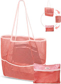 Mesh Beach Tote Bag for Women, 2-in-1 Large Lightweight Foldable Design | Packable into Matching Makeup Pouch | Multiple Pockets | Quick-Dry Sandproof Mesh | Beach, Pool, Travel, Shopping & Gym by Unknown