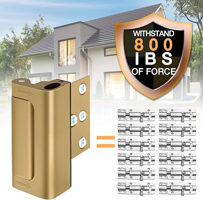 Home Security Door Lock for Kids Safety Front Door Reinforcement Lock Latch | Door Locks Front Child Proof Top of Door Flip Extra Lock Latches Withstand 800 Lbs, Night Guardian for Inward Swinging Doors - Image 3